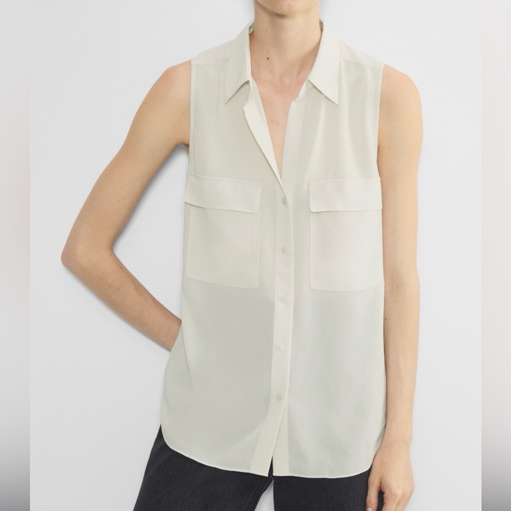 Ann Taylor Ivory Sleeveless Blouse small